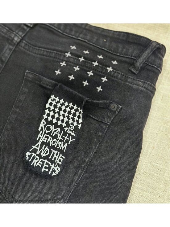 Ksubi Other - Ksubi Van Winkle Ace Black Slice Ripped Mens 36x30 Faded Distressed Skinny Jeans